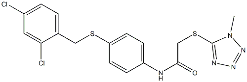 N-{4-[(2,4-dichlorobenzyl)sulfanyl]phenyl}-2-[(1-methyl-1H-1,2,3,4-tetraazol-5-yl)sulfanyl]acetamide 结构式