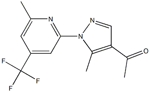 1-{5-methyl-1-[6-methyl-4-(trifluoromethyl)-2-pyridyl]-1H-pyrazol-4-yl}ethan-1-one 结构式