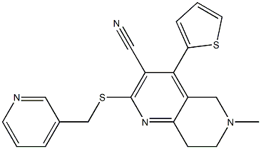 6-methyl-2-[(3-pyridinylmethyl)sulfanyl]-4-(2-thienyl)-5,6,7,8-tetrahydro[1,6]naphthyridine-3-carbonitrile 结构式