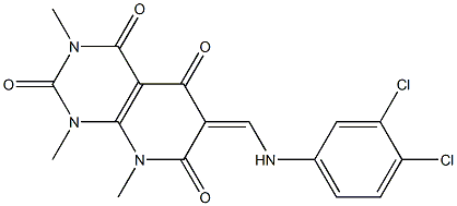 6-[(3,4-dichloroanilino)methylidene]-1,3,8-trimethyl-1,2,3,4,5,6,7,8-octahydropyrido[2,3-d]pyrimidine-2,4,5,7-tetraone 结构式