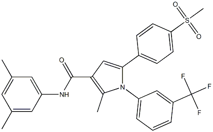 N-(3,5-dimethylphenyl)-2-methyl-5-[4-(methylsulfonyl)phenyl]-1-[3-(trifluoromethyl)phenyl]-1H-pyrrole-3-carboxamide 结构式