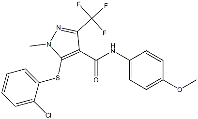 5-[(2-chlorophenyl)sulfanyl]-N-(4-methoxyphenyl)-1-methyl-3-(trifluoromethyl)-1H-pyrazole-4-carboxamide 结构式