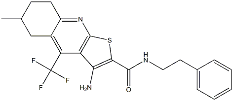 3-amino-6-methyl-N-phenethyl-4-(trifluoromethyl)-5,6,7,8-tetrahydrothieno[2,3-b]quinoline-2-carboxamide 结构式