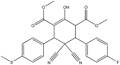 dimethyl 5,5-dicyano-4-(4-fluorophenyl)-2-hydroxy-6-[4-(methylsulfanyl)phenyl]-1-cyclohexene-1,3-dicarboxylate 结构式