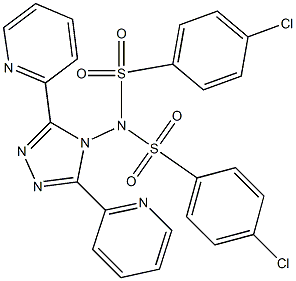 4-chloro-N-[(4-chlorophenyl)sulfonyl]-N-[3,5-di(2-pyridinyl)-4H-1,2,4-triazol-4-yl]benzenesulfonamide 结构式