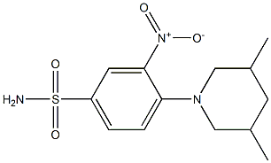 4-(3,5-dimethylpiperidino)-3-nitrobenzene-1-sulfonamide 结构式