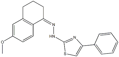 6-methoxy-1,2,3,4-tetrahydronaphthalen-1-one 1-(4-phenyl-1,3-thiazol-2-yl)h ydrazone 结构式