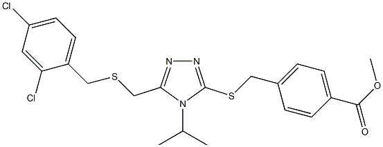 methyl 4-{[(5-{[(2,4-dichlorobenzyl)sulfanyl]methyl}-4-isopropyl-4H-1,2,4-triazol-3-yl)sulfanyl]methyl}benzenecarboxylate 结构式