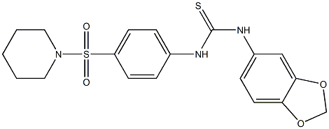 N-(1,3-benzodioxol-5-yl)-N'-[4-(piperidinosulfonyl)phenyl]thiourea 结构式