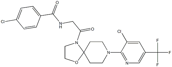 4-chloro-N-(2-{8-[3-chloro-5-(trifluoromethyl)-2-pyridinyl]-1-oxa-4,8-diazaspiro[4.5]dec-4-yl}-2-oxoethyl)benzenecarboxamide 结构式