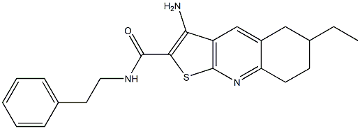 3-amino-6-ethyl-N-phenethyl-5,6,7,8-tetrahydrothieno[2,3-b]quinoline-2-carboxamide 结构式