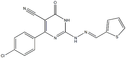 4-(4-chlorophenyl)-6-oxo-2-[2-(2-thienylmethylidene)hydrazino]-1,6-dihydropyrimidine-5-carbonitrile 结构式