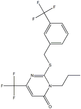 3-propyl-6-(trifluoromethyl)-2-{[3-(trifluoromethyl)benzyl]sulfanyl}-4(3H)-pyrimidinone 结构式