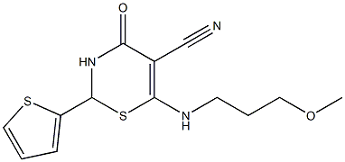 6-[(3-methoxypropyl)amino]-4-oxo-2-(2-thienyl)-3,4-dihydro-2H-1,3-thiazine-5-carbonitrile 结构式