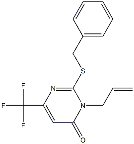 3-allyl-2-(benzylsulfanyl)-6-(trifluoromethyl)-4(3H)-pyrimidinone 结构式