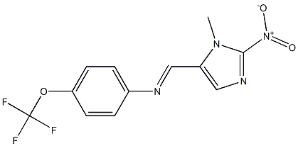 N1-[(1-methyl-2-nitro-1H-imidazol-5-yl)methylidene]-4-(trifluoromethoxy)aniline 结构式