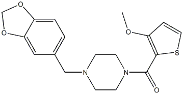 [4-(1,3-benzodioxol-5-ylmethyl)piperazino](3-methoxy-2-thienyl)methanone 结构式