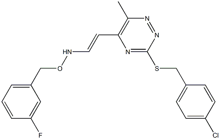 N-(2-{3-[(4-chlorobenzyl)sulfanyl]-6-methyl-1,2,4-triazin-5-yl}vinyl)-O-(3-fluorobenzyl)hydroxylamine 结构式