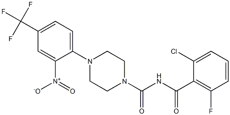 N1-(2-chloro-6-fluorobenzoyl)-4-[2-nitro-4-(trifluoromethyl)phenyl]piperazine-1-carboxamide 结构式