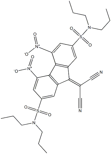 N2,N2,N7,N7-tetrapropyl-9-(dicyanomethylidene)-4,5-dinitro-9H-fluorene-2,7-disulfonamide 结构式