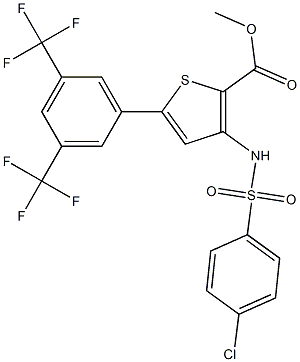 methyl 3-{[(4-chlorophenyl)sulfonyl]amino}-5-[3,5-di(trifluoromethyl)phenyl ]thiophene-2-carboxylate 结构式