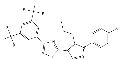 5-[1-(4-chlorophenyl)-5-propyl-1H-pyrazol-4-yl]-3-[3,5-di(trifluoromethyl)phenyl]-1,2,4-oxadiazole 结构式