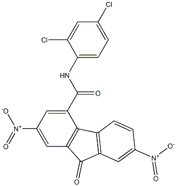 N4-(2,4-dichlorophenyl)-2,7-dinitro-9-oxo-9H-4-fluorenecarboxamide 结构式