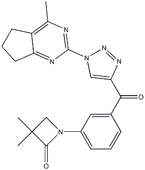 3,3-dimethyl-1-(3-{[1-(4-methyl-6,7-dihydro-5H-cyclopenta[d]pyrimidin-2-yl)-1H-1,2,3-triazol-4-yl]carbonyl}phenyl)-2-azetanone 结构式