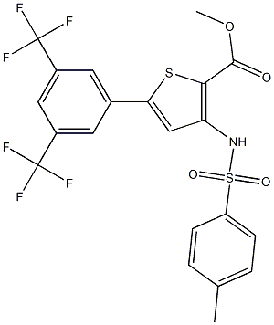 methyl 5-[3,5-di(trifluoromethyl)phenyl]-3-{[(4-methylphenyl)sulfonyl]amino}thiophene-2-carboxylate 结构式