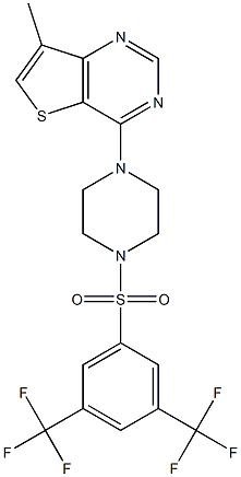 4-(4-{[3,5-di(trifluoromethyl)phenyl]sulfonyl}piperazino)-7-methylthieno[3,2-d]pyrimidine 结构式