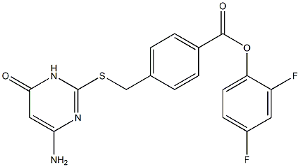 2,4-difluorophenyl 4-{[(4-amino-6-oxo-1,6-dihydropyrimidin-2-yl)thio]methyl}benzoate 结构式