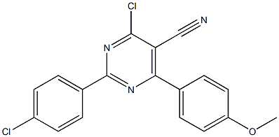 4-chloro-2-(4-chlorophenyl)-6-(4-methoxyphenyl)-5-pyrimidinecarbonitrile 结构式