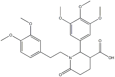 1-(3,4-dimethoxyphenethyl)-6-oxo-2-(3,4,5-trimethoxyphenyl)piperidine-3-carboxylic acid 结构式