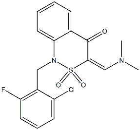 1-(2-chloro-6-fluorobenzyl)-3-[(dimethylamino)methylidene]-1,2,3,4-tetrahydro-2lambda~6~,1-benzothiazine-2,2,4-trione 结构式