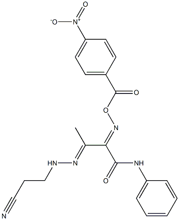 3-[2-(2-cyanoethyl)hydrazono]-2-{[(4-nitrobenzoyl)oxy]imino}-N-phenylbutanamide 结构式