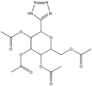 3,5-di(acetyloxy)-2-[(acetyloxy)methyl]-6-(1H-1,2,3,4-tetraazol-5-yl)tetrahydro-2H-pyran-4-yl acetate 结构式