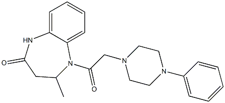 4-methyl-5-[2-(4-phenylpiperazino)acetyl]-1,3,4,5-tetrahydro-2H-1,5-benzodiazepin-2-one 结构式