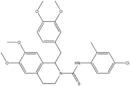 N2-(4-chloro-2-methylphenyl)-1-(3,4-dimethoxybenzyl)-6,7-dimethoxy-1,2,3,4-tetrahydroisoquinoline-2-carbothioamide 结构式