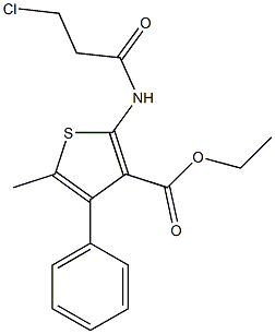 ethyl 2-[(3-chloropropanoyl)amino]-5-methyl-4-phenylthiophene-3-carboxylate 结构式