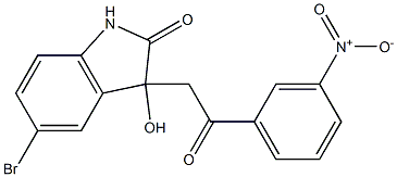 5-bromo-3-hydroxy-3-[2-(3-nitrophenyl)-2-oxoethyl]indolin-2-one 结构式