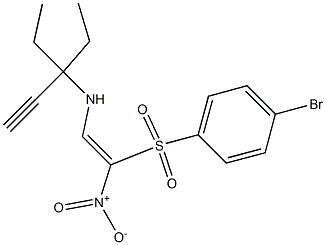 N-{(Z)-2-[(4-bromophenyl)sulfonyl]-2-nitroethenyl}-3-ethyl-1-pentyn-3-amine 结构式