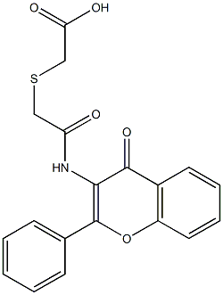 2-({2-oxo-2-[(4-oxo-2-phenyl-4H-chromen-3-yl)amino]ethyl}thio)acetic acid 结构式