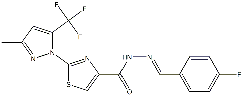 N'-[(E)-(4-fluorophenyl)methylidene]-2-[3-methyl-5-(trifluoromethyl)-1H-pyrazol-1-yl]-1,3-thiazole-4-carbohydrazide 结构式