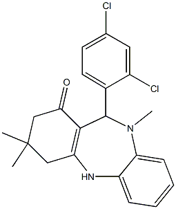 11-(2,4-dichlorophenyl)-3,3,10-trimethyl-2,3,4,5,10,11-hexahydro-1H-dibenzo[b,e][1,4]diazepin-1-one 结构式