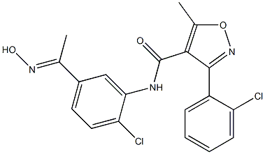 N4-[2-chloro-5-(1-hydroxyiminoethyl)phenyl]-3-(2-chlorophenyl)-5-methylisoxazole-4-carboxamide 结构式