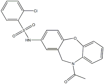 N-(10-acetyl-10,11-dihydrodibenzo[b,f][1,4]oxazepin-2-yl)-2-chlorobenzenesulfonamide 结构式