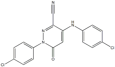 4-(4-chloroanilino)-1-(4-chlorophenyl)-6-oxo-1,6-dihydro-3-pyridazinecarbonitrile 结构式