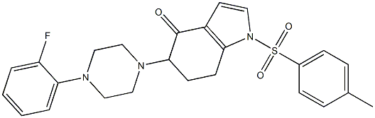 5-[4-(2-fluorophenyl)piperazino]-1-[(4-methylphenyl)sulfonyl]-1,5,6,7-tetrahydro-4H-indol-4-one 结构式