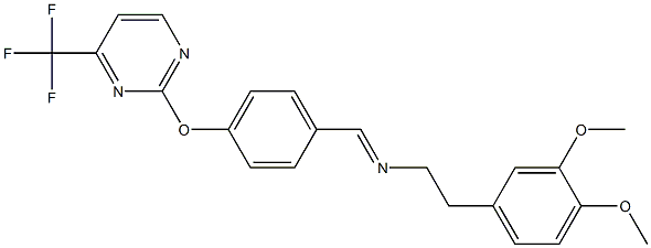 N1-(4-{[4-(trifluoromethyl)pyrimidin-2-yl]oxy}benzylidene)-2-(3,4-dimethoxyphenyl)ethan-1-amine 结构式