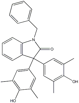 1-benzyl-3,3-di(4-hydroxy-3,5-dimethylphenyl)indolin-2-one 结构式